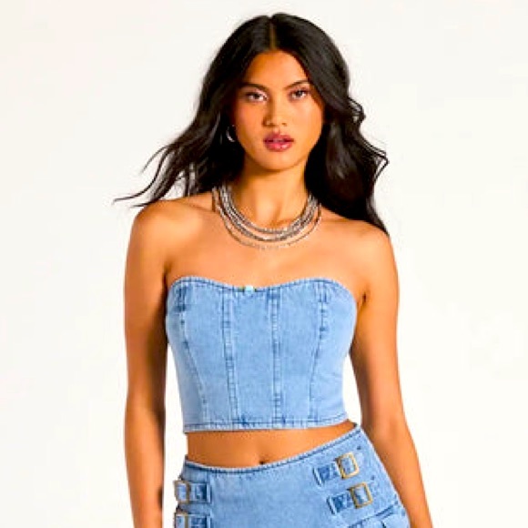 Windsor Tops - Windsor Denim Crop Top NWTS